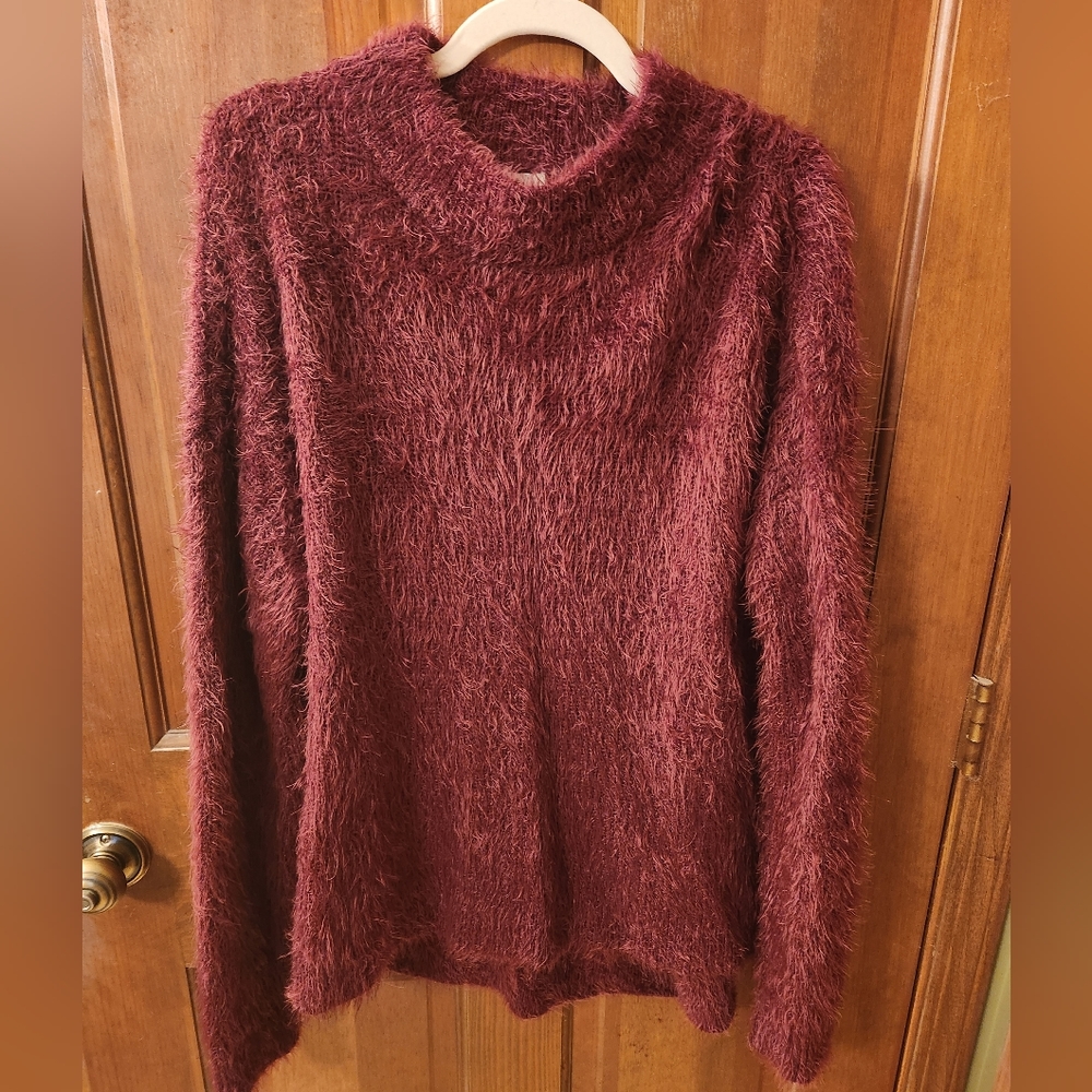 A New Day Grape/Purple Fuzzy Relaxed Fit Sweater Size L